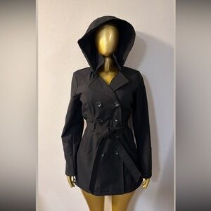 Women's Black Double-Breasted Trench Coat